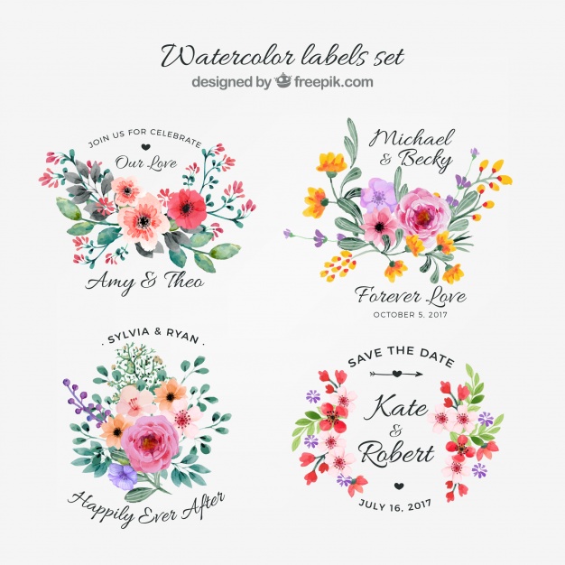 626x626 Watercolor Collection Of Floral Labels Vector Free Download