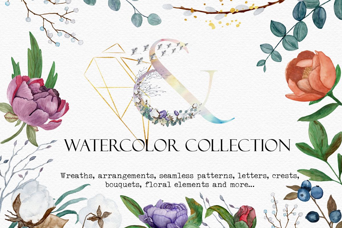 1200x800 Floral Watercolor Collection