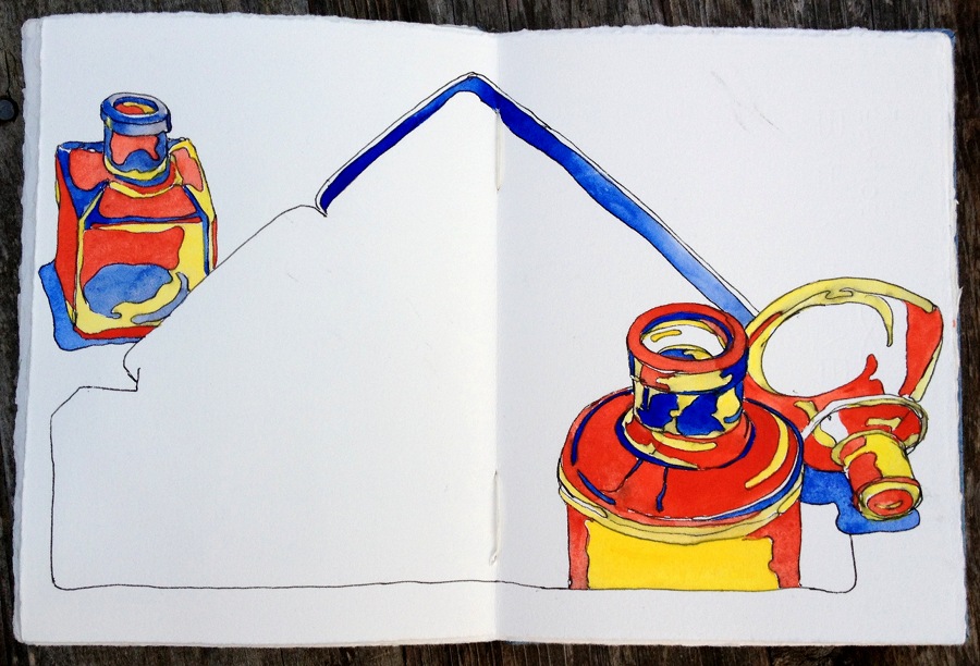 900x612 Glass Inkwells 18 Watercolor Travel Palette Primary Triad Color