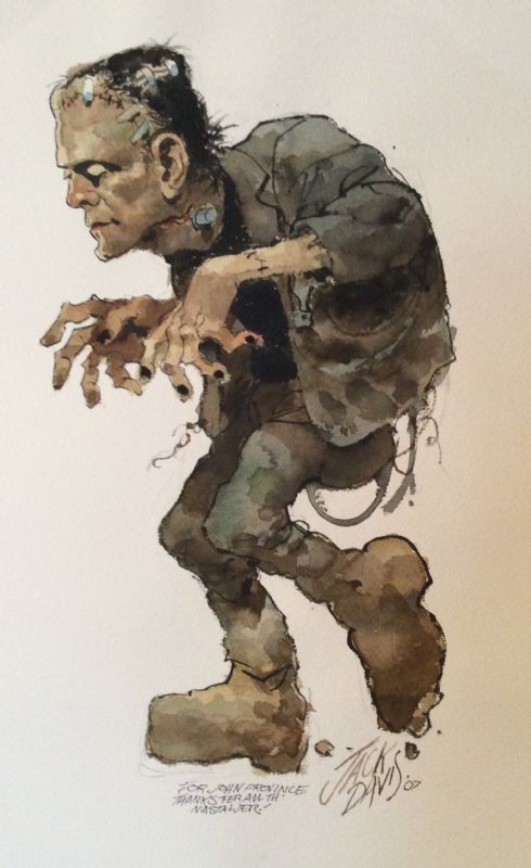 490x800 Frankenstein Watercolor Comic Art. Frankenstein Watercolor Artist
