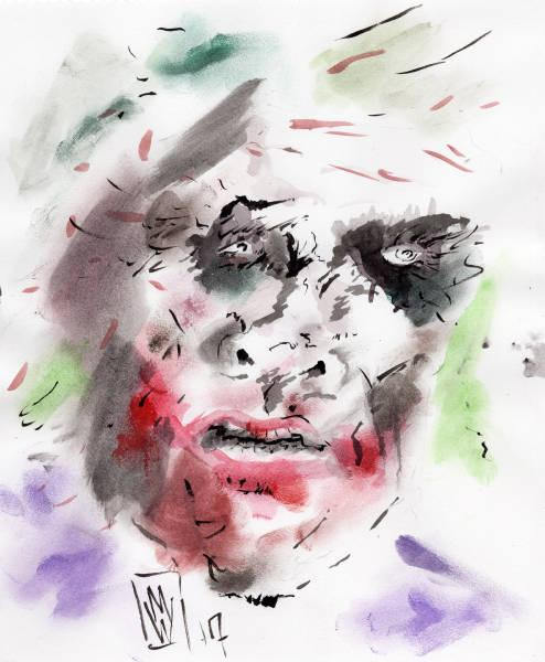 494x600 Joker Ink And Watercolor Comic Book Original Art 8 X