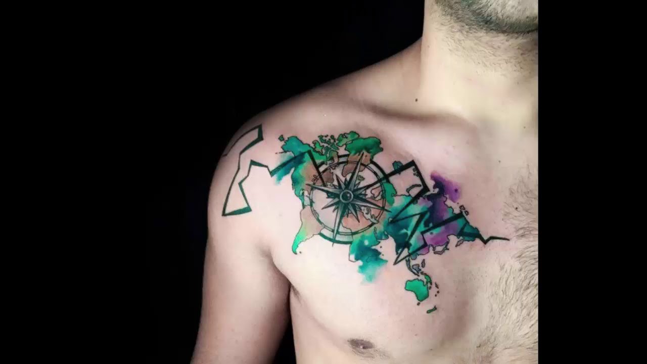 1280x720 Watercolor Compass Tattoo Designs For Men Cool Ideas