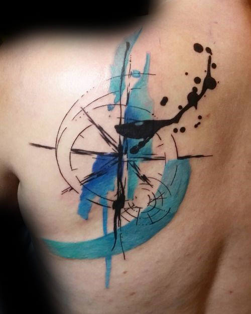 500x625 40 Watercolor Compass Tattoo Designs For Men