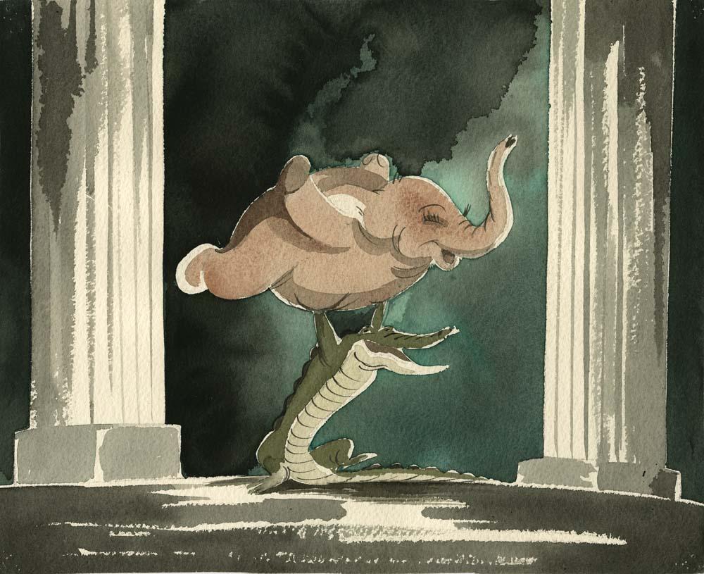 1000x815 Ben Alligator And Elephanchine Watercolor Concept Artwork From