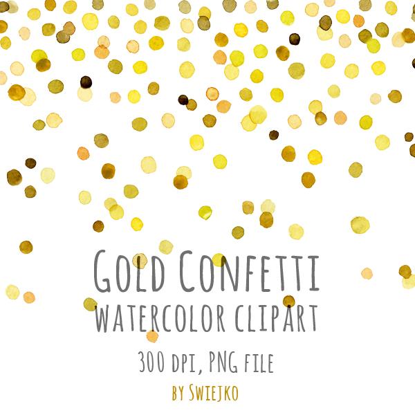 600x600 Gold Confetti Watercolor Clip Art Mygrafico