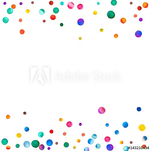 500x500 Sparse Watercolor Confetti On White Background. Rainbow Colored