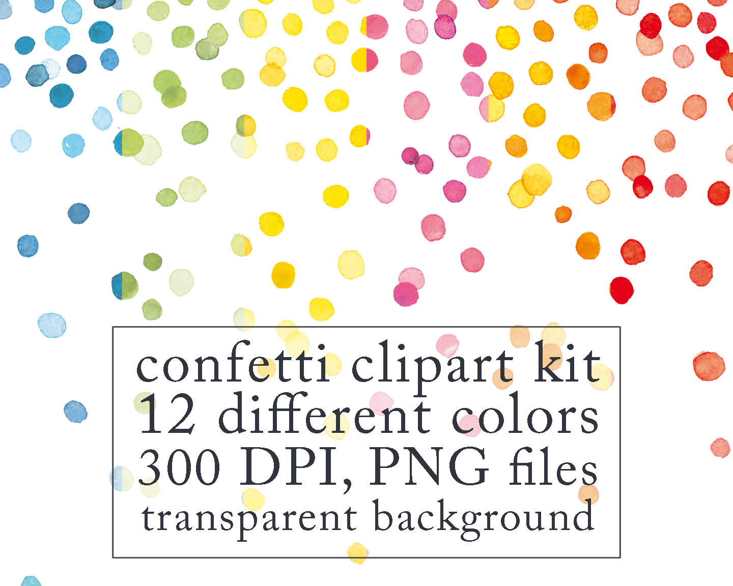 1440x1152 Watercolor Confetti Clipart Digital Clip Art Digital Frame Etsy