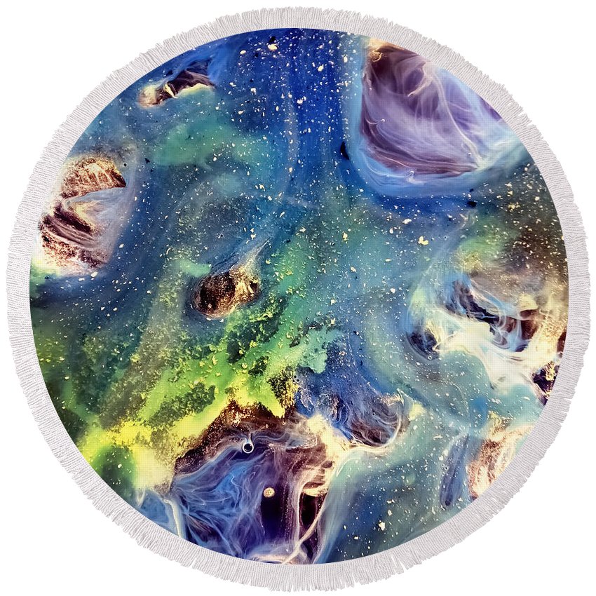 850x850 Constellation Dragon Abstract Watercolor Painting Round Beach