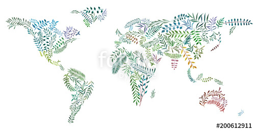 500x257 2d Hand Drawn Illustration Of World Map. Earth Continents From