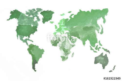 500x331 The World Map Is Made With Camouflage Watercolor Paints On White