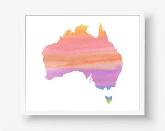 340x270 Watercolor Continent Etsy