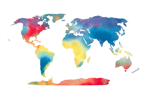 498x340 World Map Watercolor