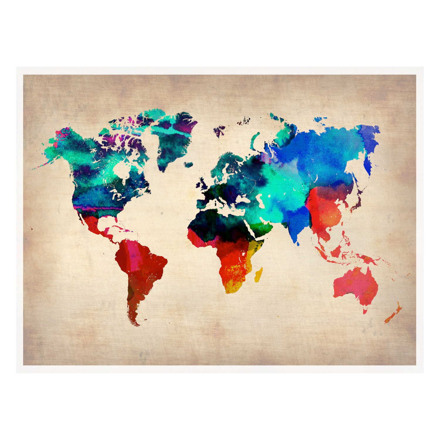 1500x1500 World Watercolor Poster (Purple, Pink, Green)