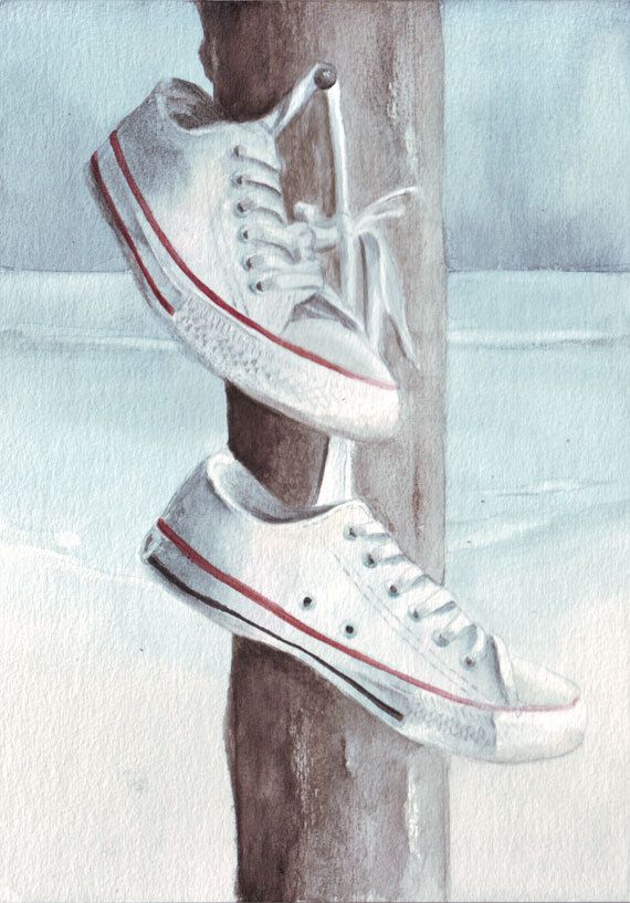570x817 Original Watercolor Art Converse