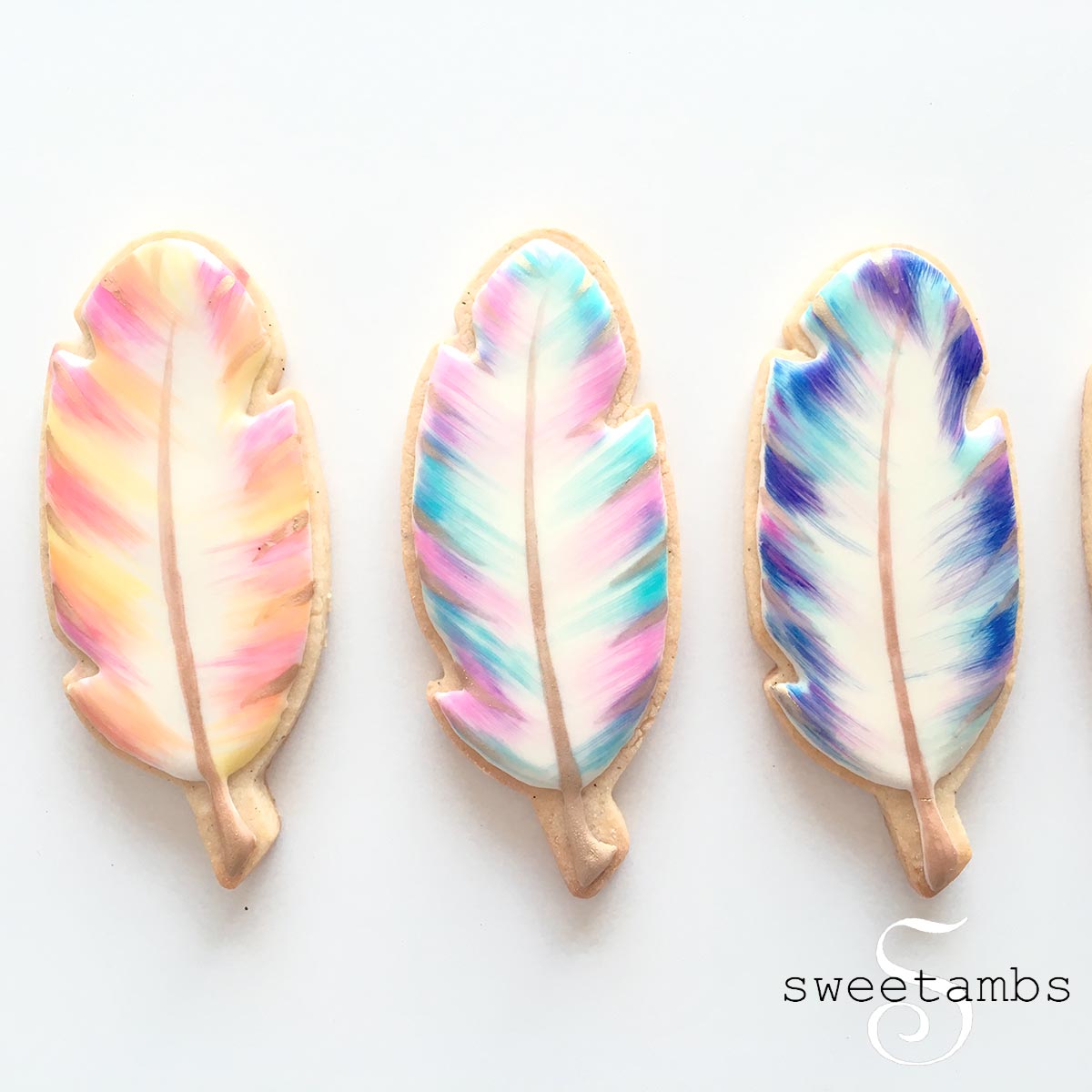 1200x1200 Watercolor Feather Cookies