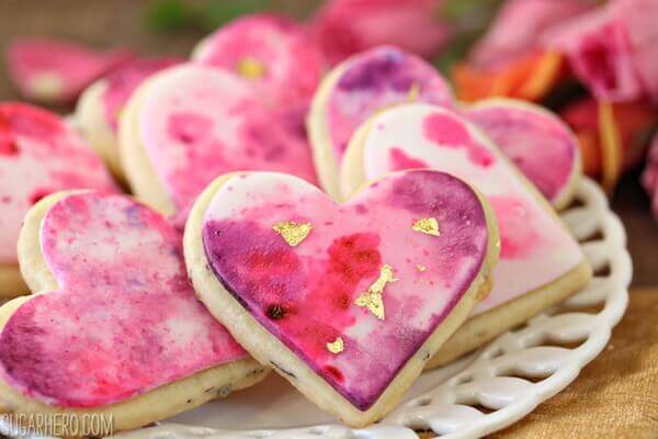 600x400 Watercolor Rose Sugar Cookies