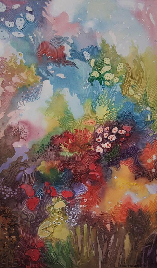 529x900 Coral Reef Painting By Ezartesa Art