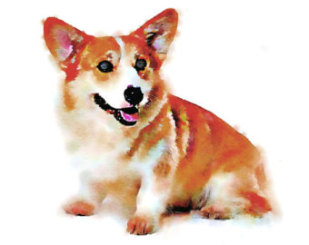 340x270 Steampunk Corgi Watercolor Painting Pet Portrait