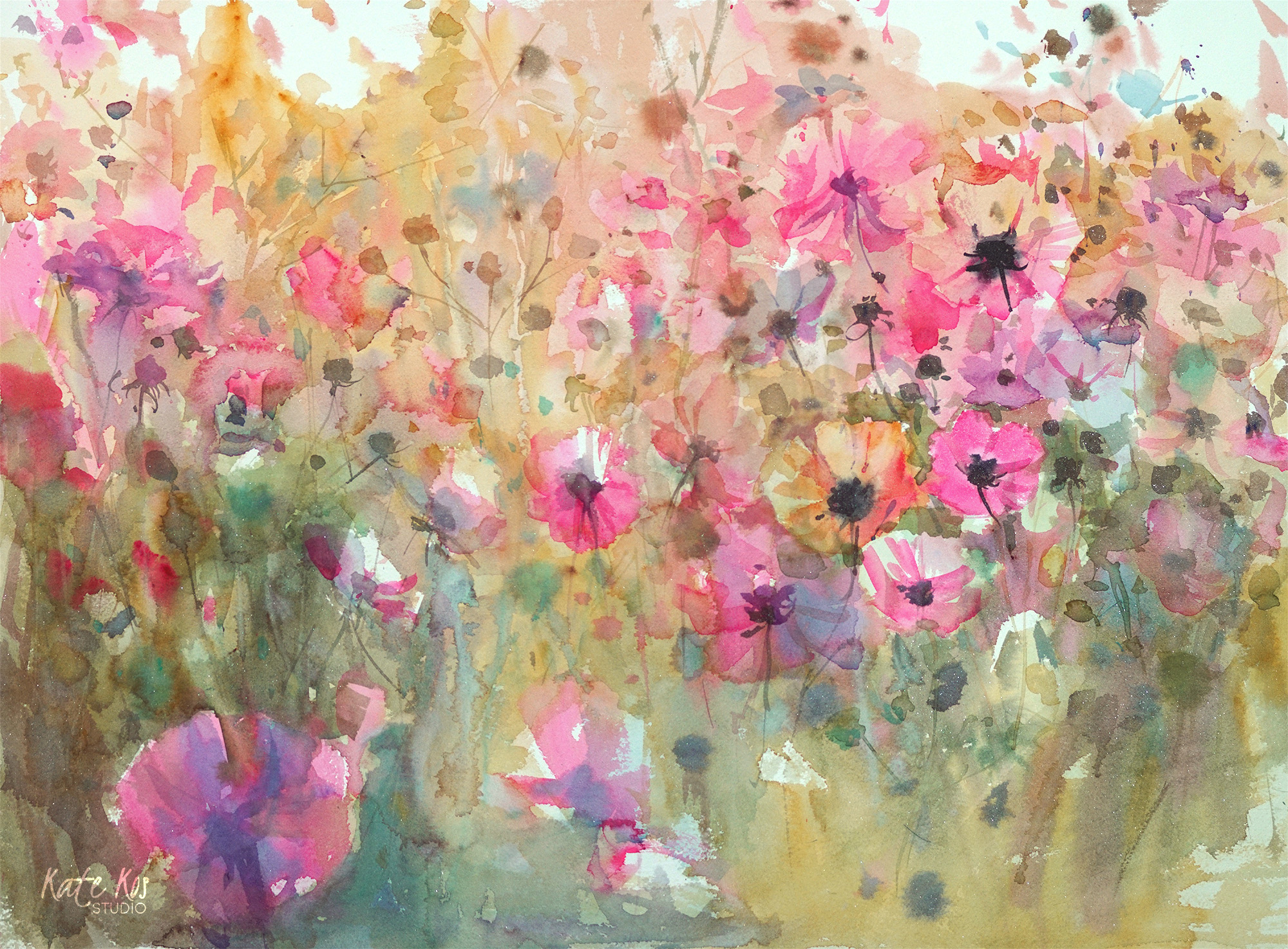 2000x1474 2018 Art Painting Watercolor Floral Cosmos By Kate Kos