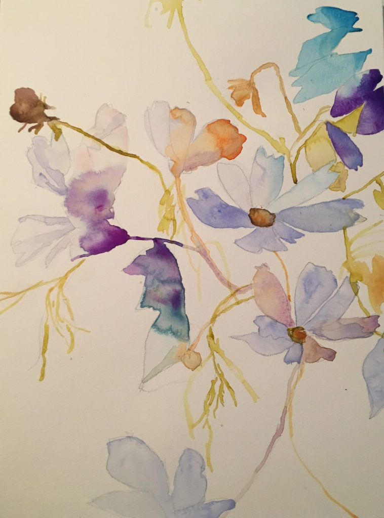 758x1024 Watercolor Painting Cosmos Dance