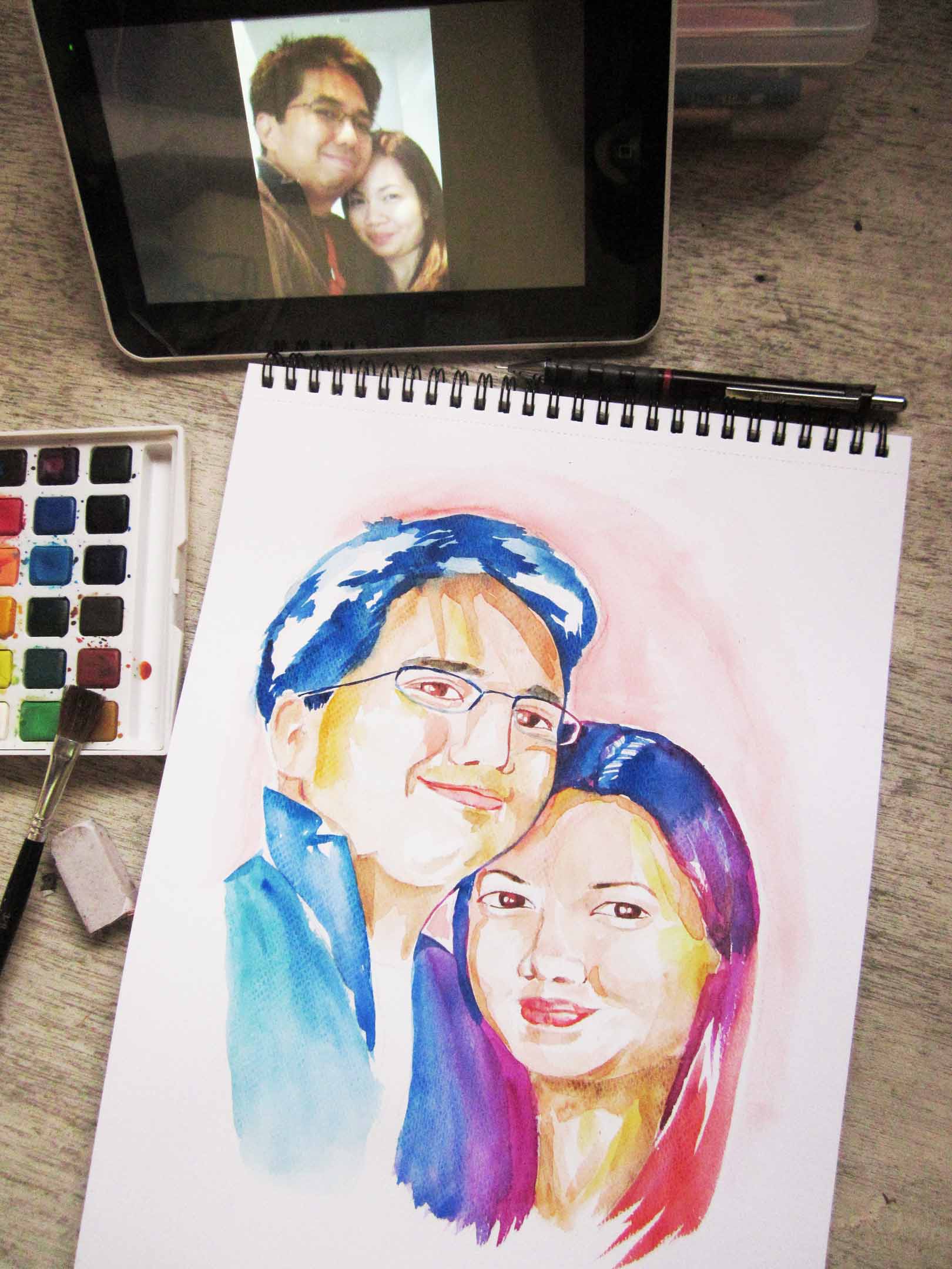 1620x2160 My First Ever Couple Portrait In Watercolor Lalainegillustrations