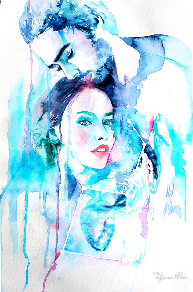 642x970 Original Watercolor Painting. Wall Art Portrait Of Couple. Etsy