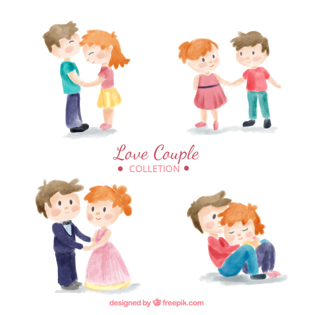 626x626 Pack Of Four Watercolor Couples In Love Vector Free Download