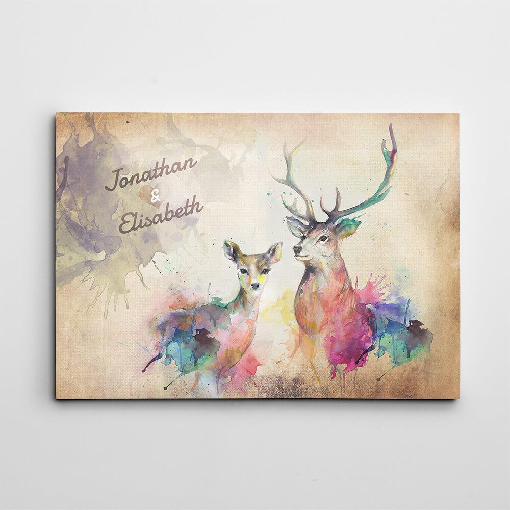 1000x1000 Watercolor Deer Couple