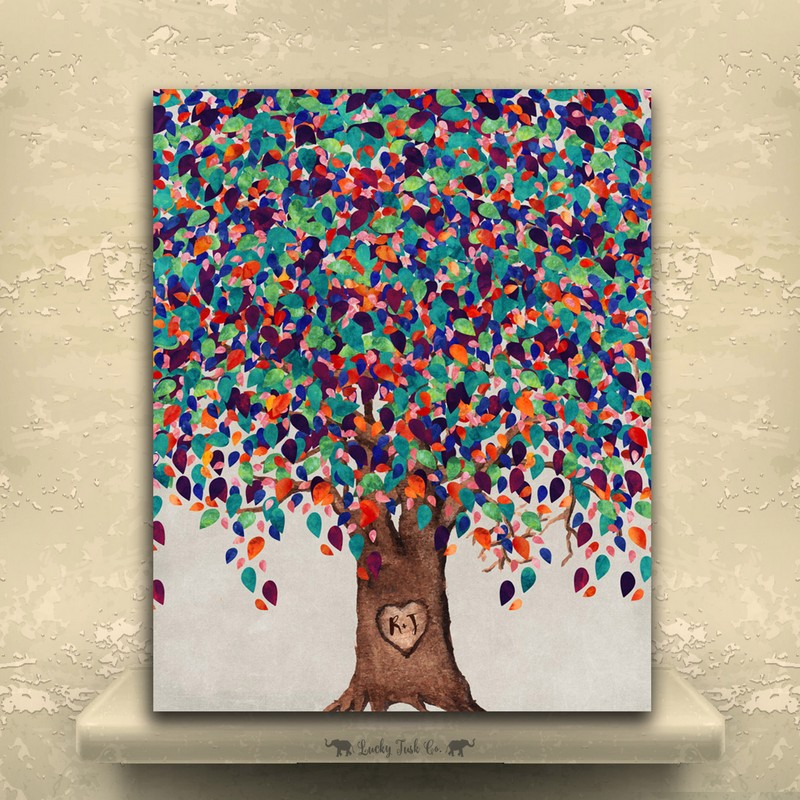 800x800 Watercolor Tree With Heart And Initials Minimalist Design Gift For