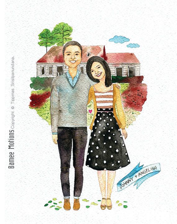 570x718 An Original Watercolor Couple Portrait And Nice By Bameemotions