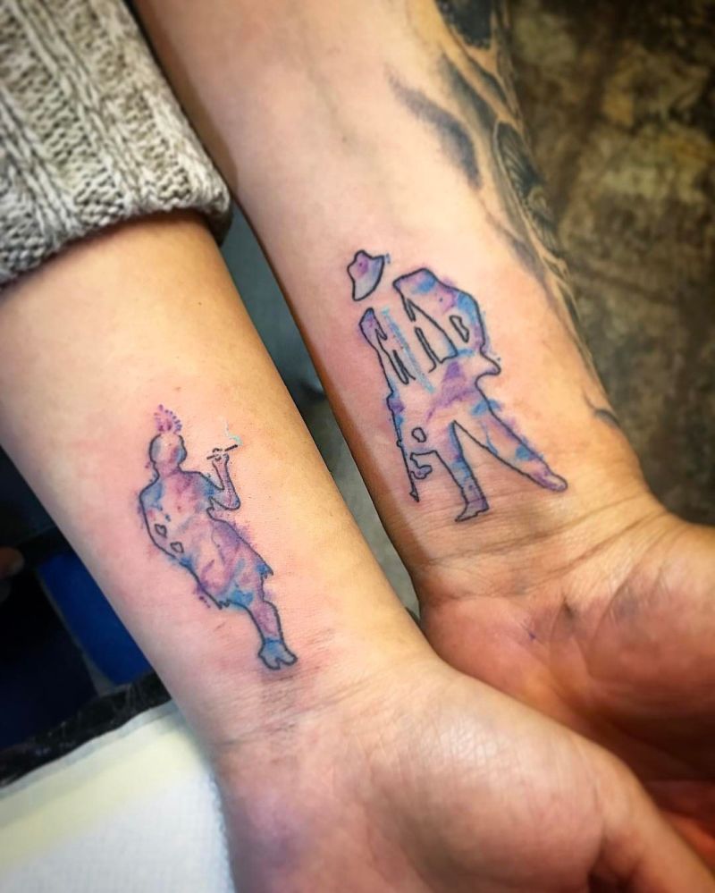 800x999 Collection Of Watercolor Couple Tattoo