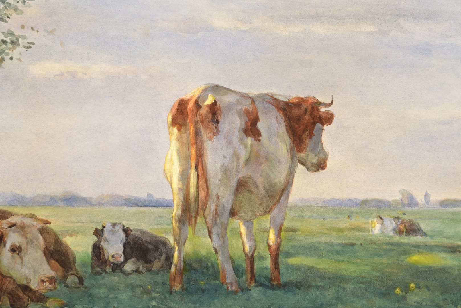 1618x1080 Lot 501 Pieter Stortenbeker Watercolor, Cows