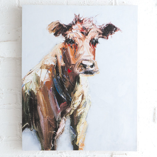 550x550 Watercolor Cow Canvas