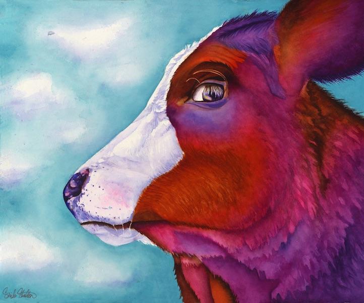 722x600 Trudy Signed Print From Original Watercolor Cow Painting