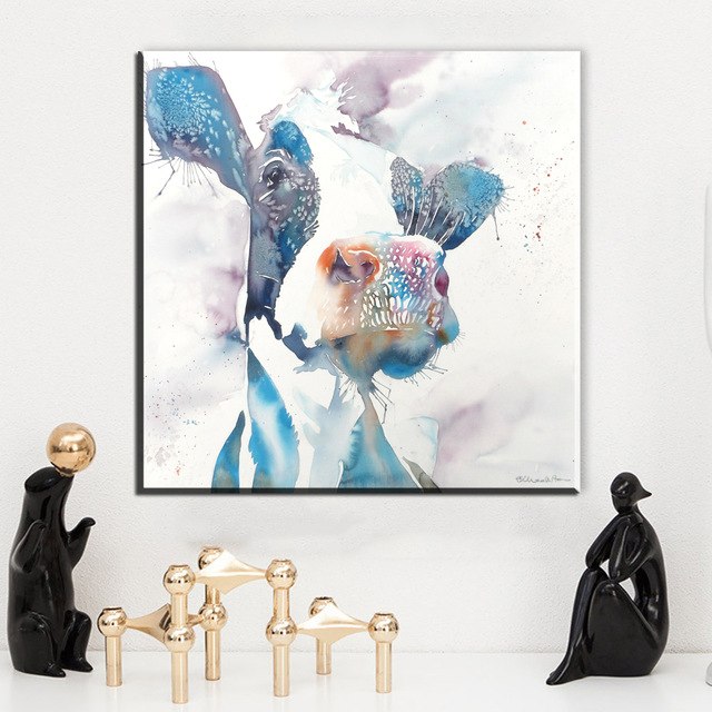 640x640 Buy Xh2531 Watercolor Cow Canvas Oil Painting Art