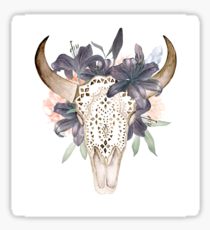 210x230 Watercolor Cow Skull Stickers Redbubble