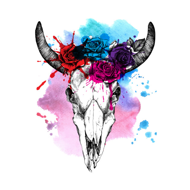 630x630 Bull Skull Watercolor