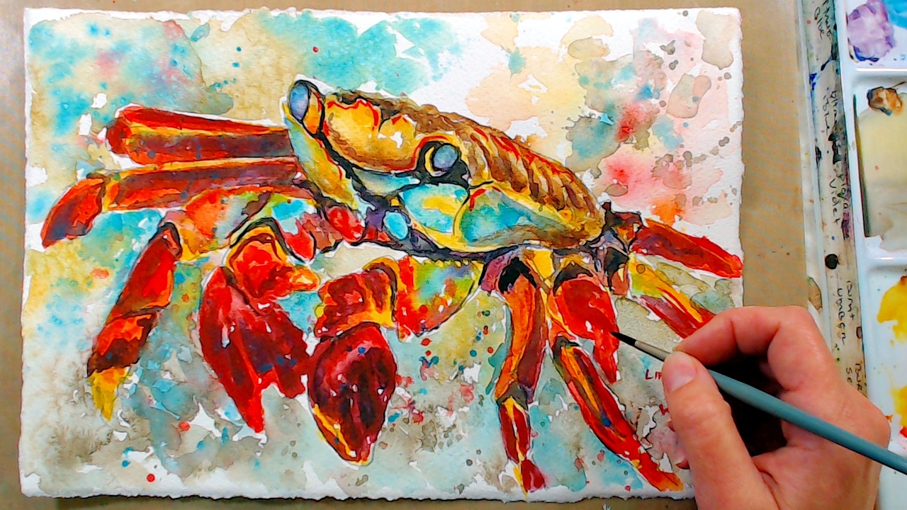 1280x720 Crab In Watercolor Free Painting Class