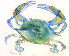 236x192 Ocean Watercolor Blue Crab 8x10 Watercolor Print By Bleuherron