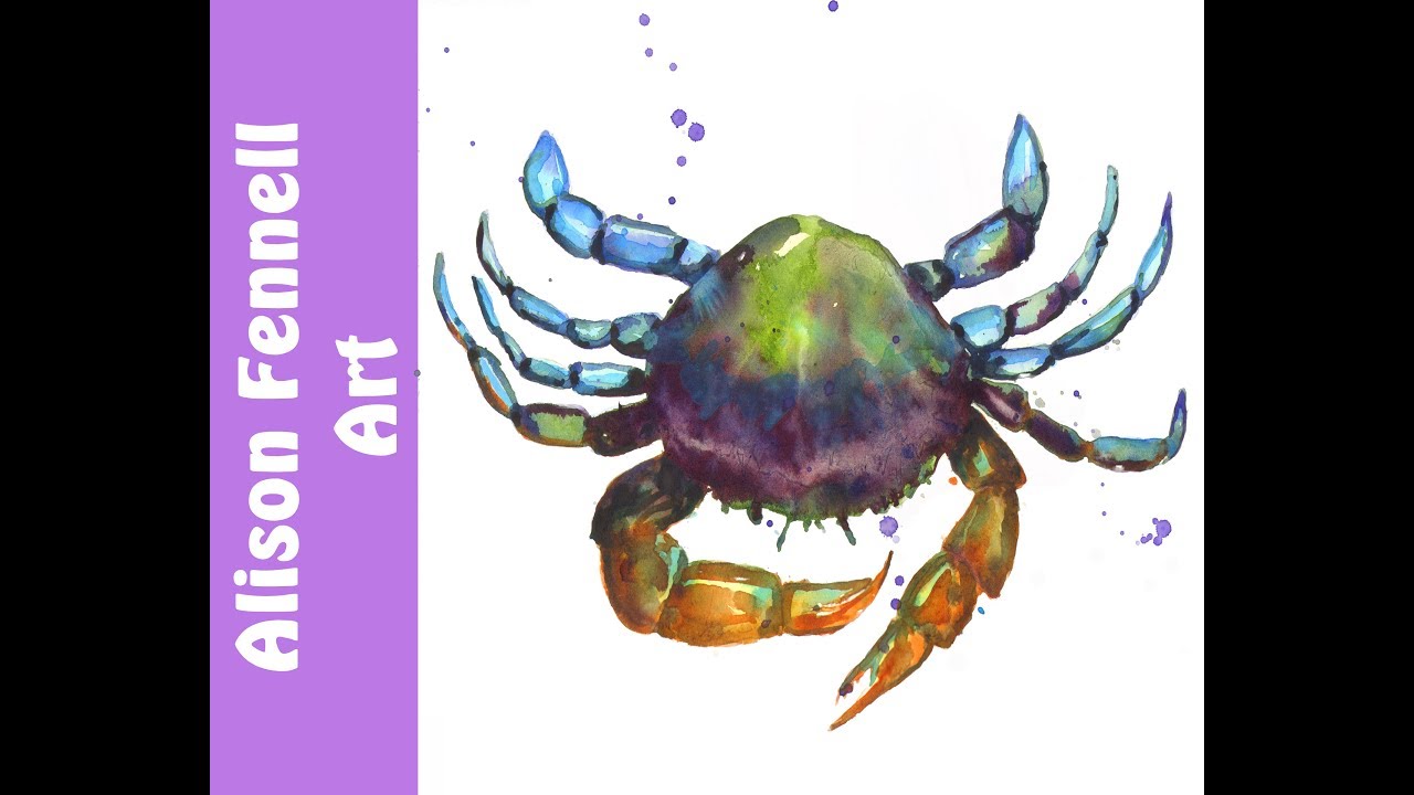 1280x720 Painting A Crab In Watercolor, Watercolor Glazing