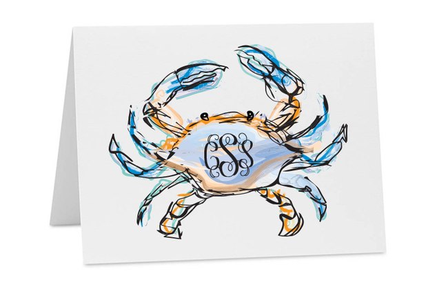 650x435 Watercolor Crab Folded Card