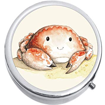 355x355 Watercolor Crab Medicine Vitamin Compact Pill Box
