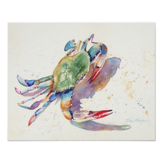 540x540 Watercolor Crab Poster