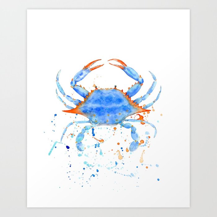 700x700 Watercolor Blue Crab Paint Splatter Art Print By Chengjing Society6