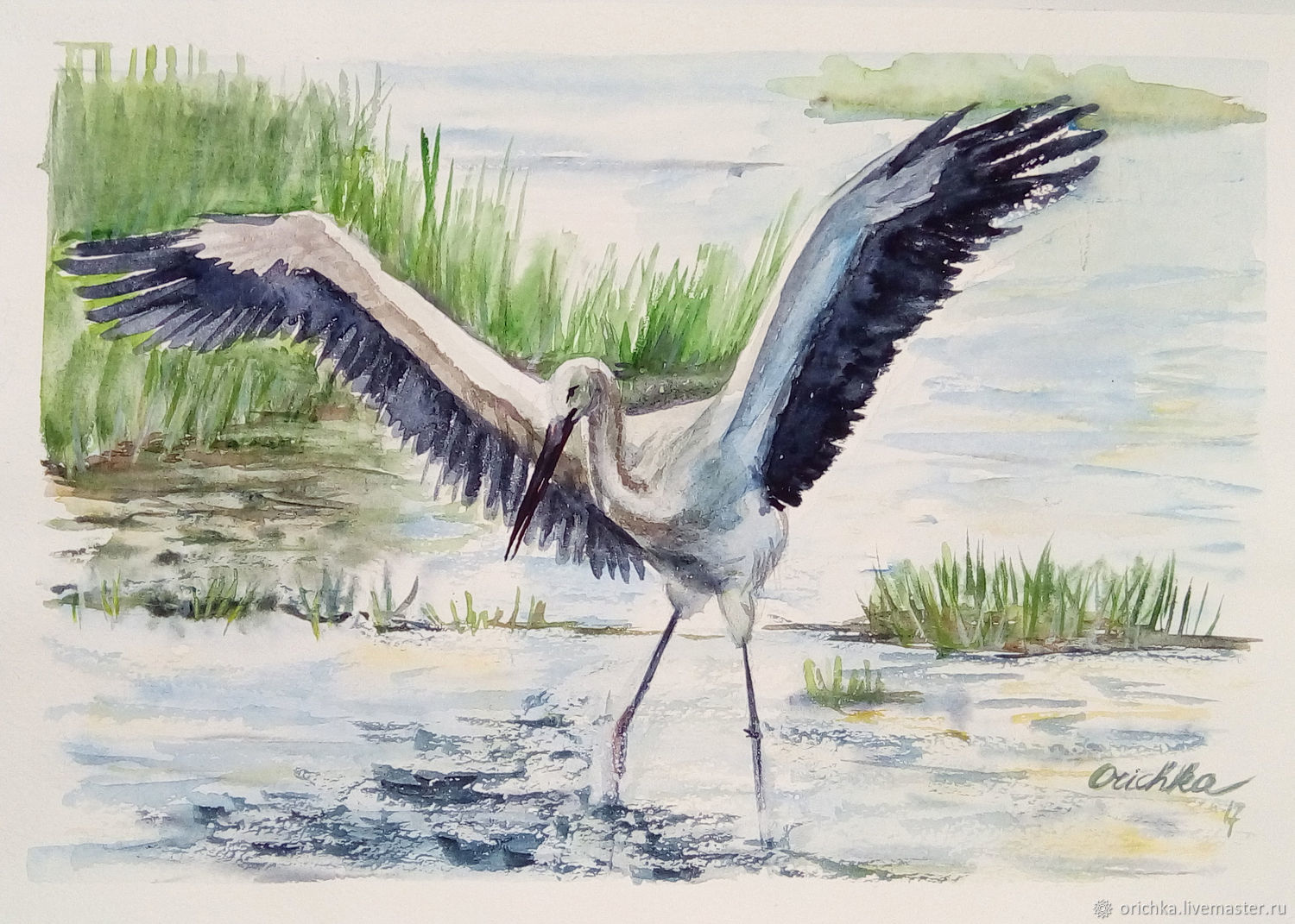 1500x1071 Painting Watercolor Crane Shop Online On Livemaster With