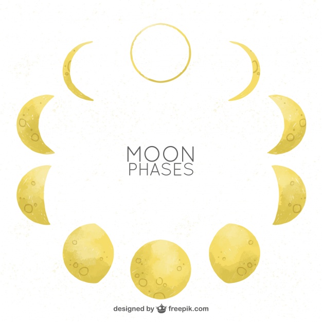 626x626 Moon Phases In Watercolor Effect Vector Free Download