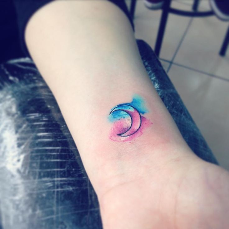 736x736 Watercolor Crescent Moon Tattoo On Wrist