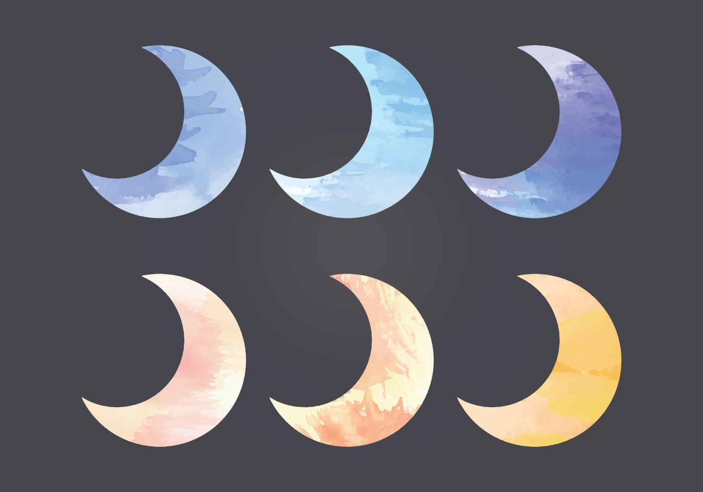 1400x980 Watercolor Moon Free Vector Art