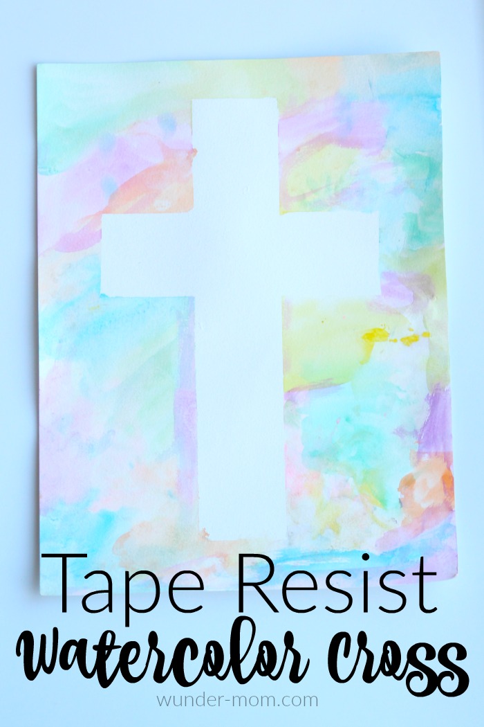 700x1050 Tape Resist Watercolor Cross
