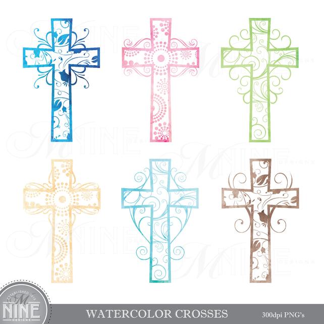 642x642 Watercolor Cross Clip Art Pattern Crosses Watercolor Clipart Etsy